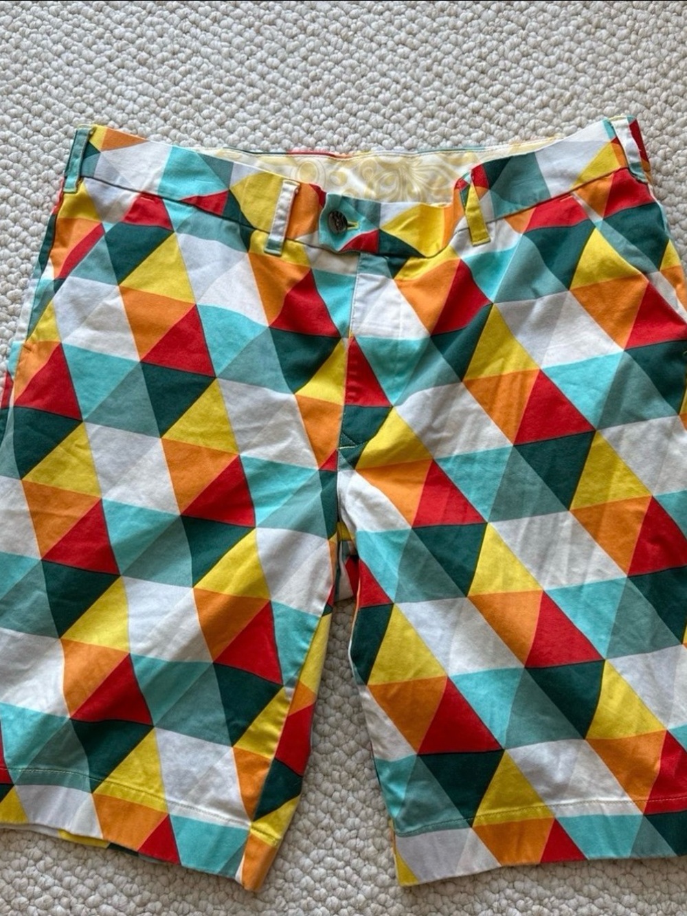 Loudmouth Golf Shirts Folsom Prism John Daly Men's 38 Multi Color Geometric
